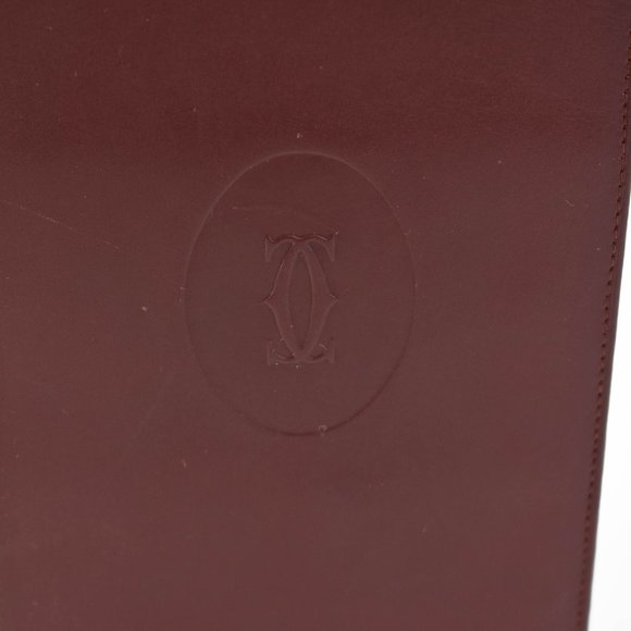CARTIER: Burgundy Leather Double C Logo Wallet nz - Picture 2 of 8